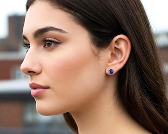 Blue Sapphire Sterling Silver Stud Earrings: September Birthstone