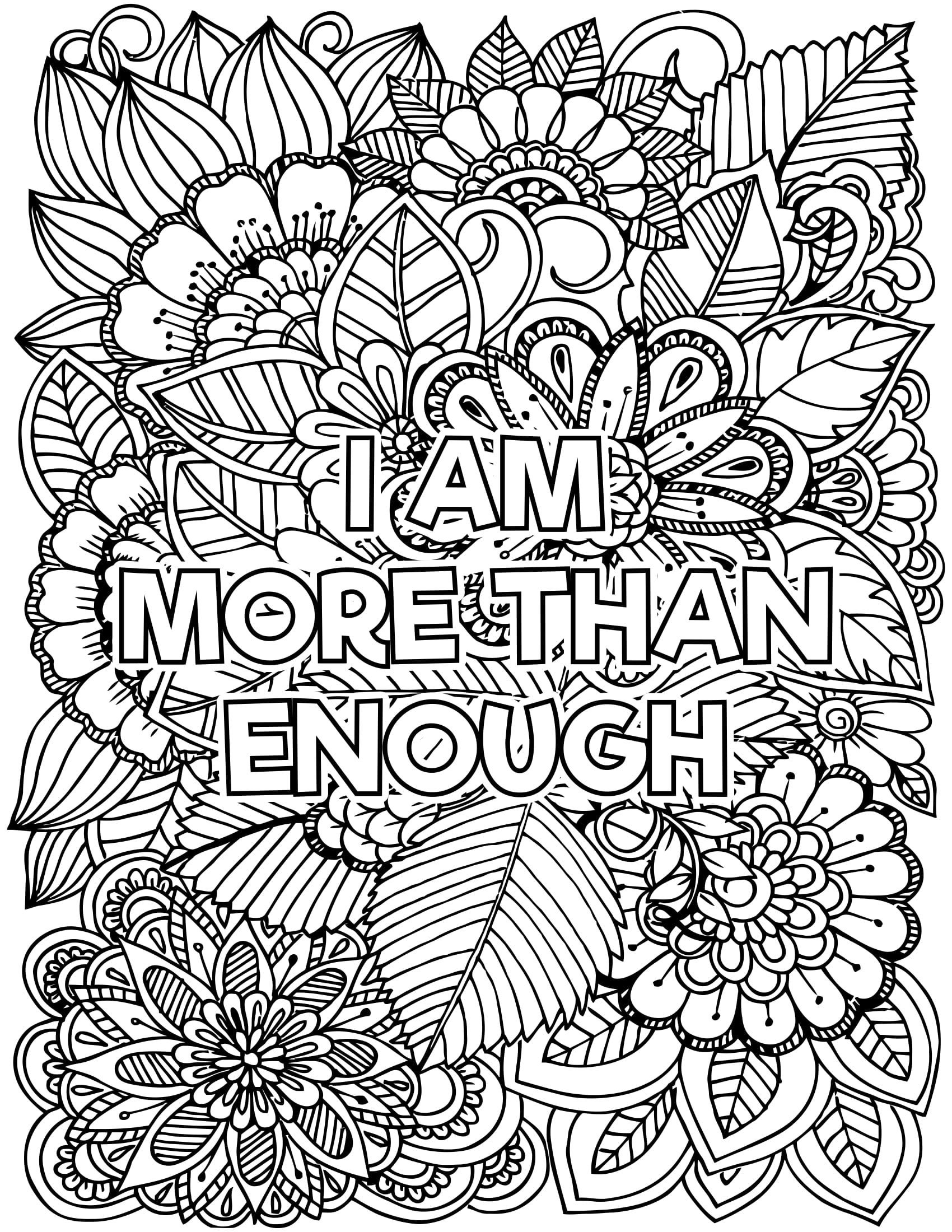 Downloadable Coloring Page I Am More Than Enough | Etsy