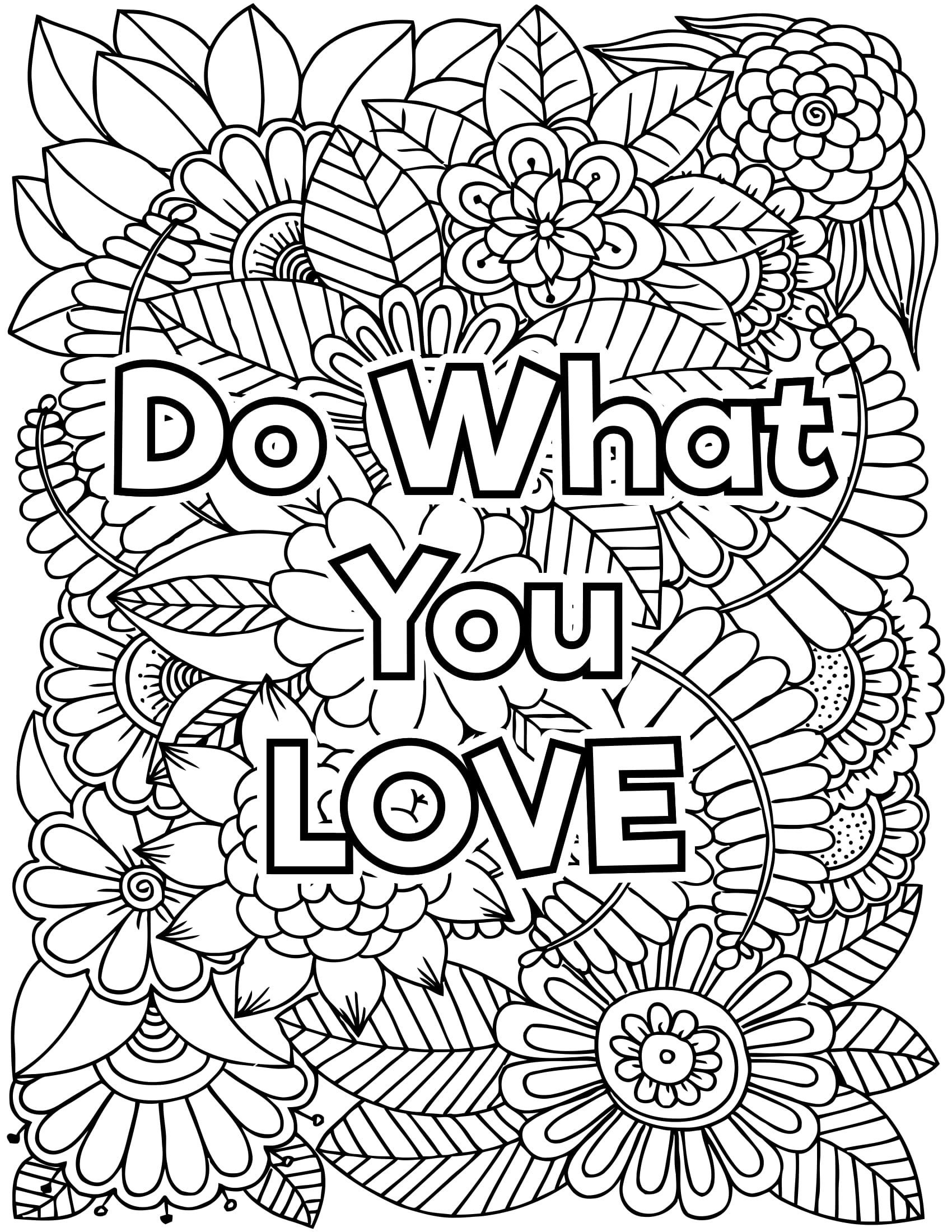 Downloadable Coloring Page Self love Do What You Love Etsy