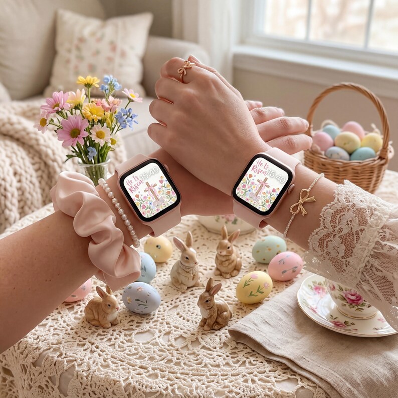 Easter Apple Watch Face He is Risen Christian Watch Face, Floral Easter ...
