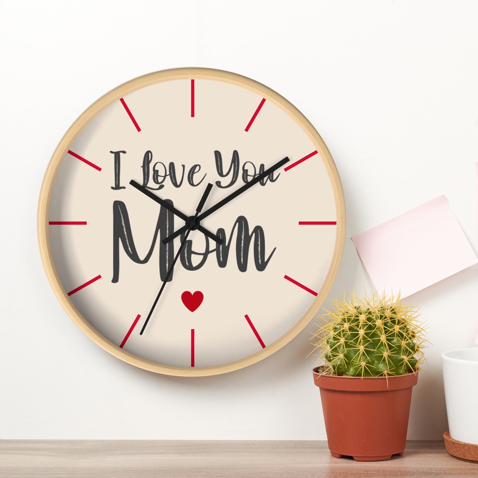 Happy Mother's Day Wooden Wall Clock I Love You Mom Etsy