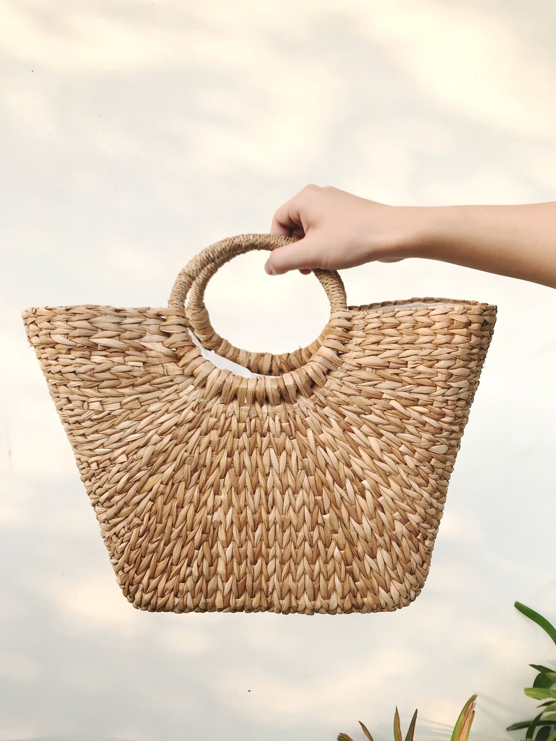 Handwoven Beach Bag Made from Natural Abaca Handmade by Local Etsy