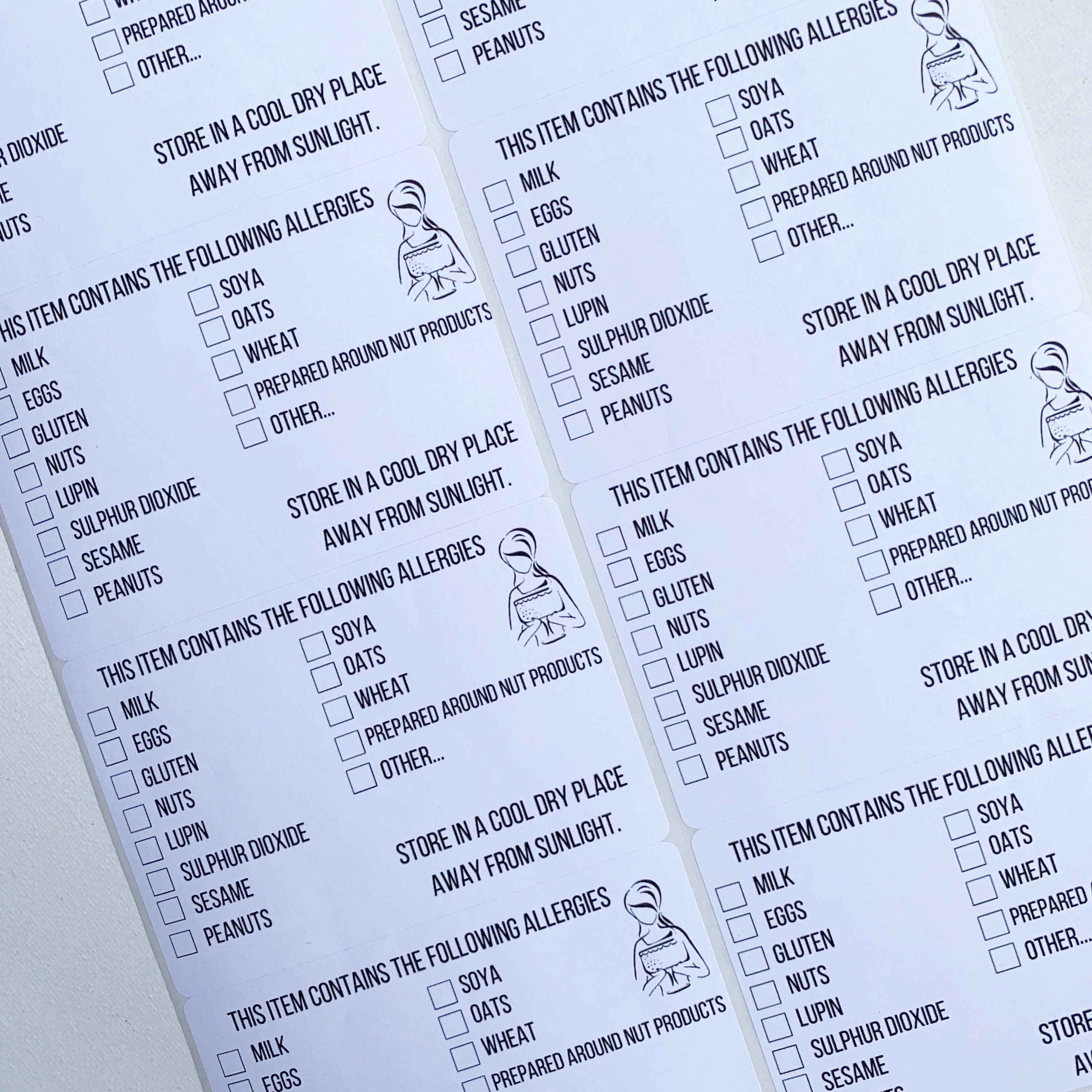 bakers allergy stickers cake allergy ingredients label etsy