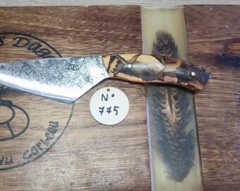 Handmade knife. Forged knife. Kitchen knife. Gift idea. HRC steel. France. Hardened steel. Blacksmith knife.
