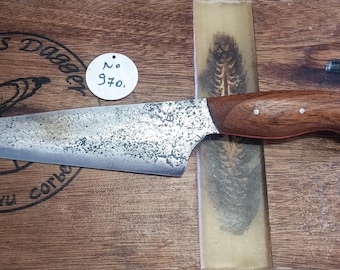French handcrafted knife. Forged knife. Kitchen knife. Chef's knife. Japanese-inspired knife. Hardened. Blacksmith's knife. Utility knife.