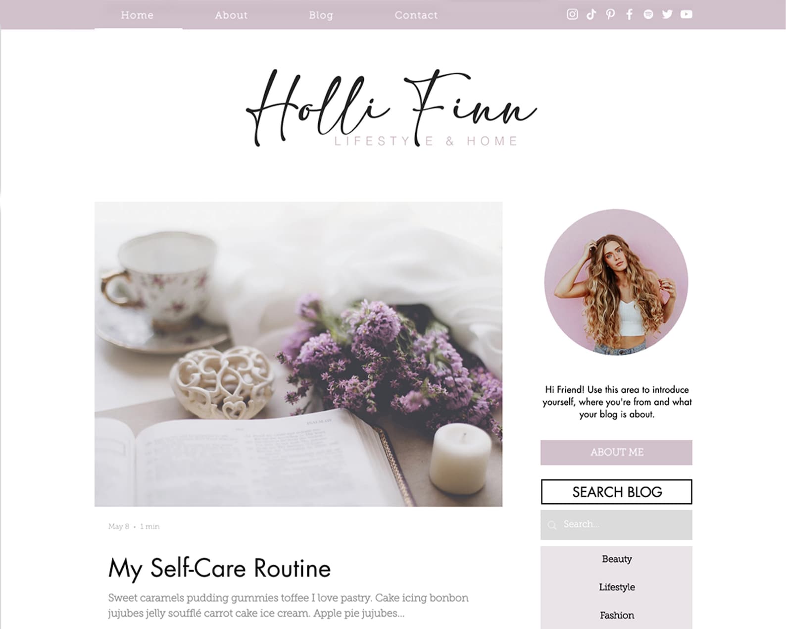 WIX Blog Template Feminine Blog Theme Website Design for Bloggers Wix