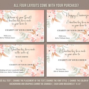 Printable DONATION ENCLOSURE CARD, Editable Donation Card, Donation in ...