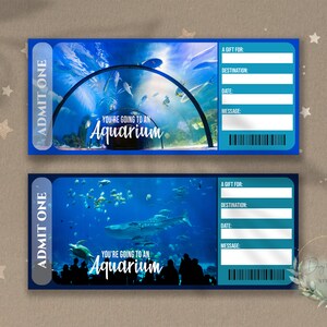 Afdrukbaar AQUARIUM TRIP Surprise Reveal Ticket, Cadeaubon, Bewerkbare evenementticketsjabloon, Aquatic Ticket Download, Download, DIY