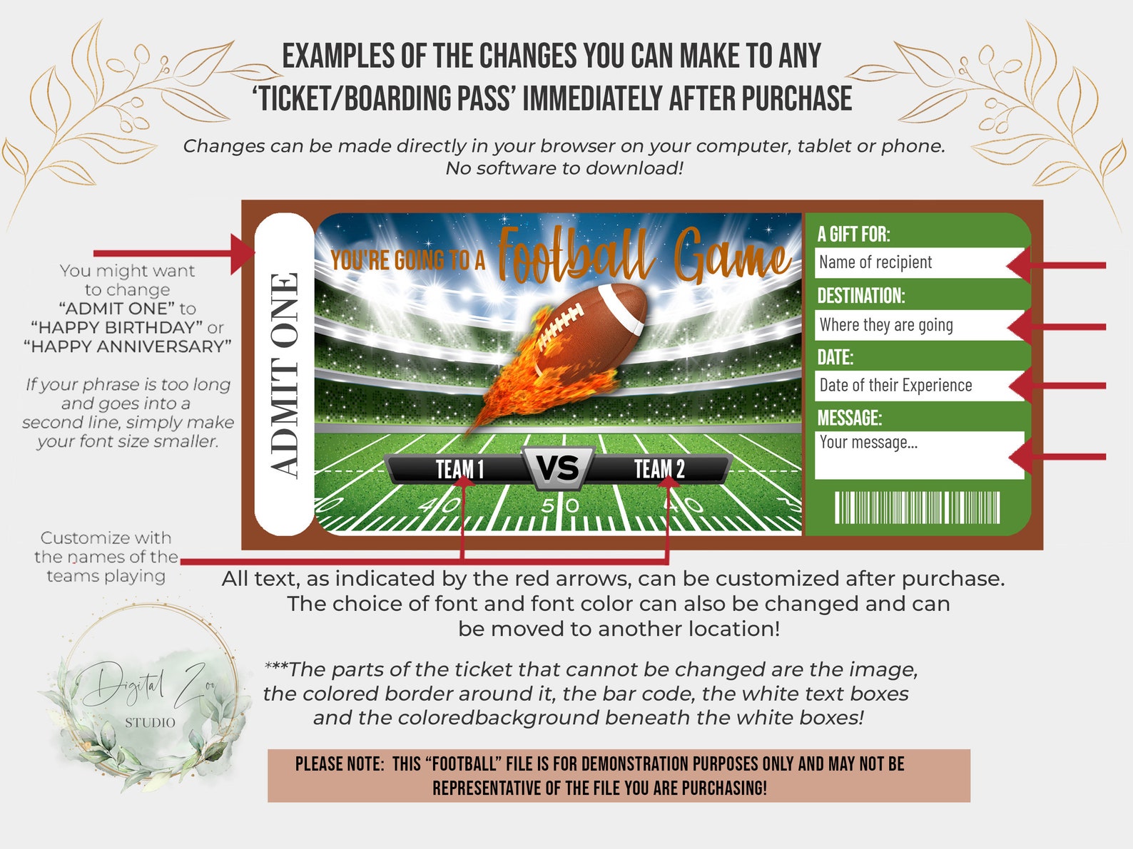 Printable HOCKEY GAME Surprise Reveal Ticket, Gift Voucher, Editable Event Ticket Template, Game ...