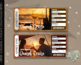 SUNSET CRUISE Gift Reveal Ticket, Romantic Wine Cruise (Digital Download)