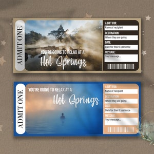 Druckbare HOT SPRINGS Überraschungs-Enthüllungskarte, Geschenkgutschein, bearbeitbare Ereigniskartenvorlage, Mineralquellen, Therme, Download, DIY