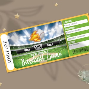 Druckbare BASEBALL GAME Surprise Reveal Ticket, Geschenkgutschein, bearbeitbare Event Ticket Vorlage, Spielticket, Baseball Geschenk, MLB, Diy