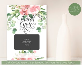 Floral Themed THANK YOU Gift Card Holder (Digital Download)