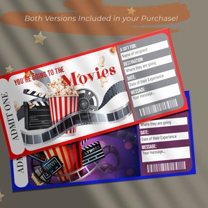 Printable MOVIE Surprise Reveal Ticket, Gift Voucher, Editable Event ...