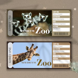 Druckbarer Besuch in einem Zoo-Überraschungs-Enthüllungsticket, Geschenkgutschein, Zoo-Ausflug, bearbeitbare Veranstaltungsticket-Vorlage, Coupon-Download, Download, DIY