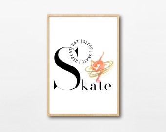 Eat Sleep SKATE Repeat, Wall Art, Poster, Instant Digital Download, DIY, Home Décor, Wall Décor, Sport, Skater, Digital Print, Dorm Decor