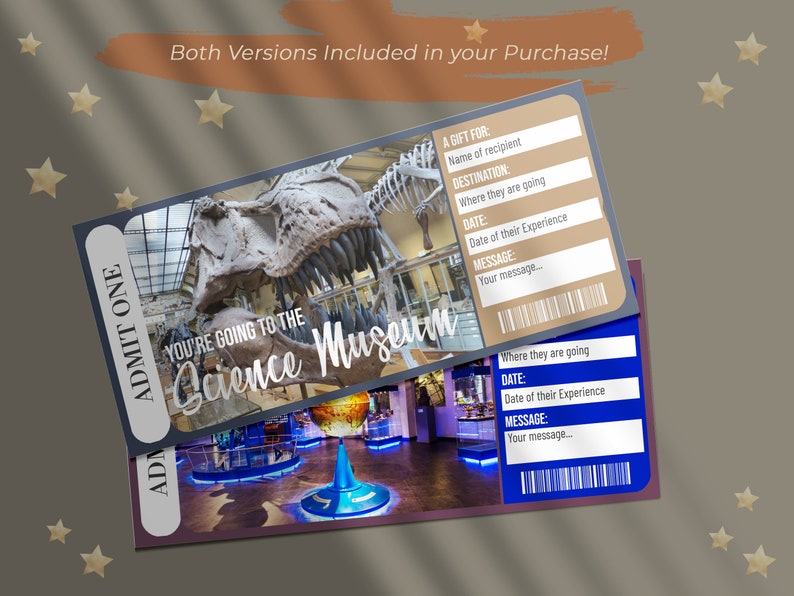 Printable SCIENCE MUSEUM Surprise Reveal Ticket, Gift Voucher, Editable