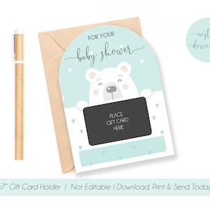 Afdrukbare BABY SHOWER cadeaukaarthouder voor babyjongen. Direct downloaden, babystrooi, nieuw babycadeau