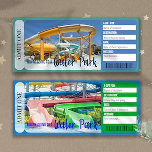 Billet surprise imprimable KIDS WATER PARK, bon cadeau, modèle de billet d'événement modifiable, téléchargement, parc à thème