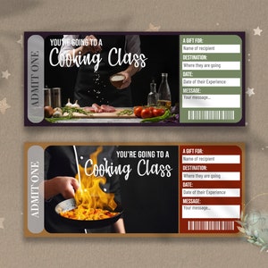 Afdrukbaar KOOKKLASSE Surprise Reveal Ticket, Cadeaubon, Bewerkbare evenementticketsjabloon, KOOKervaring, Downloadbaar, Diy