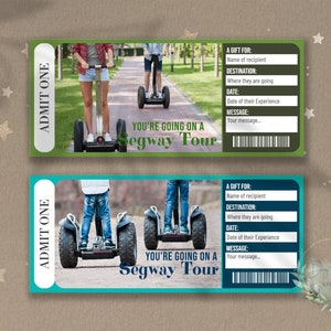 Printable SEGWAY TOUR Surprise Reveal Ticket, Gift Voucher, Editable Event Ticket Template, SEGWAY Ride,  Diy