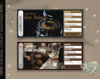 WINE TASTING Surprise Gift Reveal Ticket, Customizable  (Digital Download)