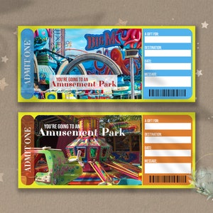 Druckbares KIDS AMUSEMENT PARK Surprise Reveal Ticket, Geschenkgutschein, bearbeitbare Event Ticket Vorlage, State Fair Ticket Download, Theme Park
