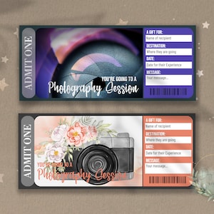 Printable PHOTOGRAPHY SESSION Surprise Reveal Ticket, Gift Voucher, Editable Event Ticket Template, PHOTOSHOOT, Downloadable, Customizable