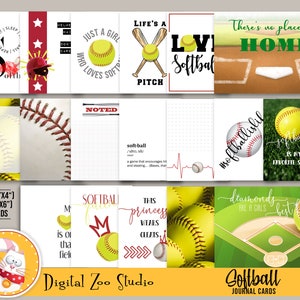 Journal Cards - SOFTBALL - Project Life - PL - Scrapbooking - Hang Tags- Smash Book-Planner Cards - Printable Download