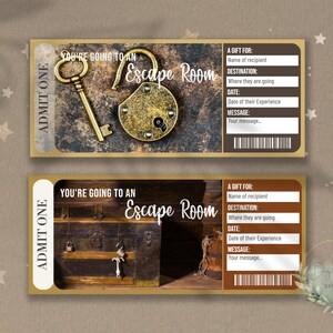 Druckbare ESCAPE ROOM Surprise Reveal Ticket, Geschenkgutschein, bearbeitbare Event Ticket Vorlage, MYSTERY Erfahrung, herunterladbar, anpassbar