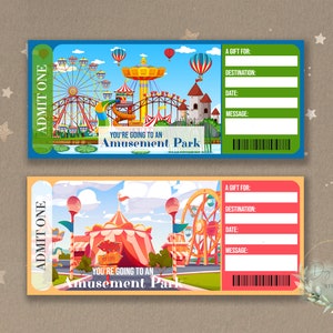Druckbares KIDS AMUSEMENT PARK Surprise Reveal Ticket, Geschenkgutschein, bearbeitbare Event Ticket Vorlage, State Fair Ticket Download, Theme Park