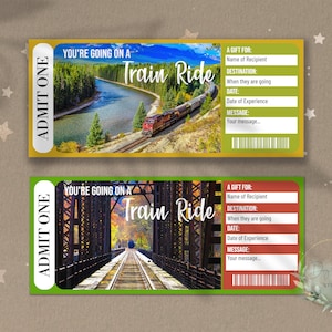 Imprimible TREN RIDE Sorpresa Revelación Boleto, Vale de Regalo, Tour EN FERROCARRIL, Viaje turístico, Ferrocarril, Regalo para niños, Descargable, Personalizable