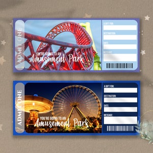 Druckbares AMUSEMENT PARK Surprise Reveal Ticket, Geschenkgutschein, bearbeitbare Event Ticket Vorlage, State Fair Ticket Download, Theme Park Ticket
