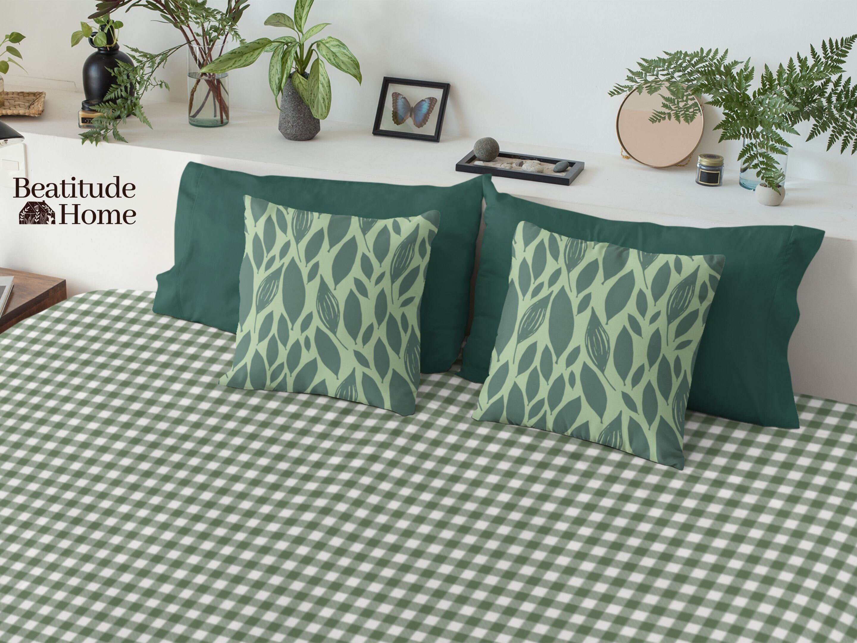 Sage Green Plaid Duvet Cover Fall Décor Bedding Set Plaid Etsy