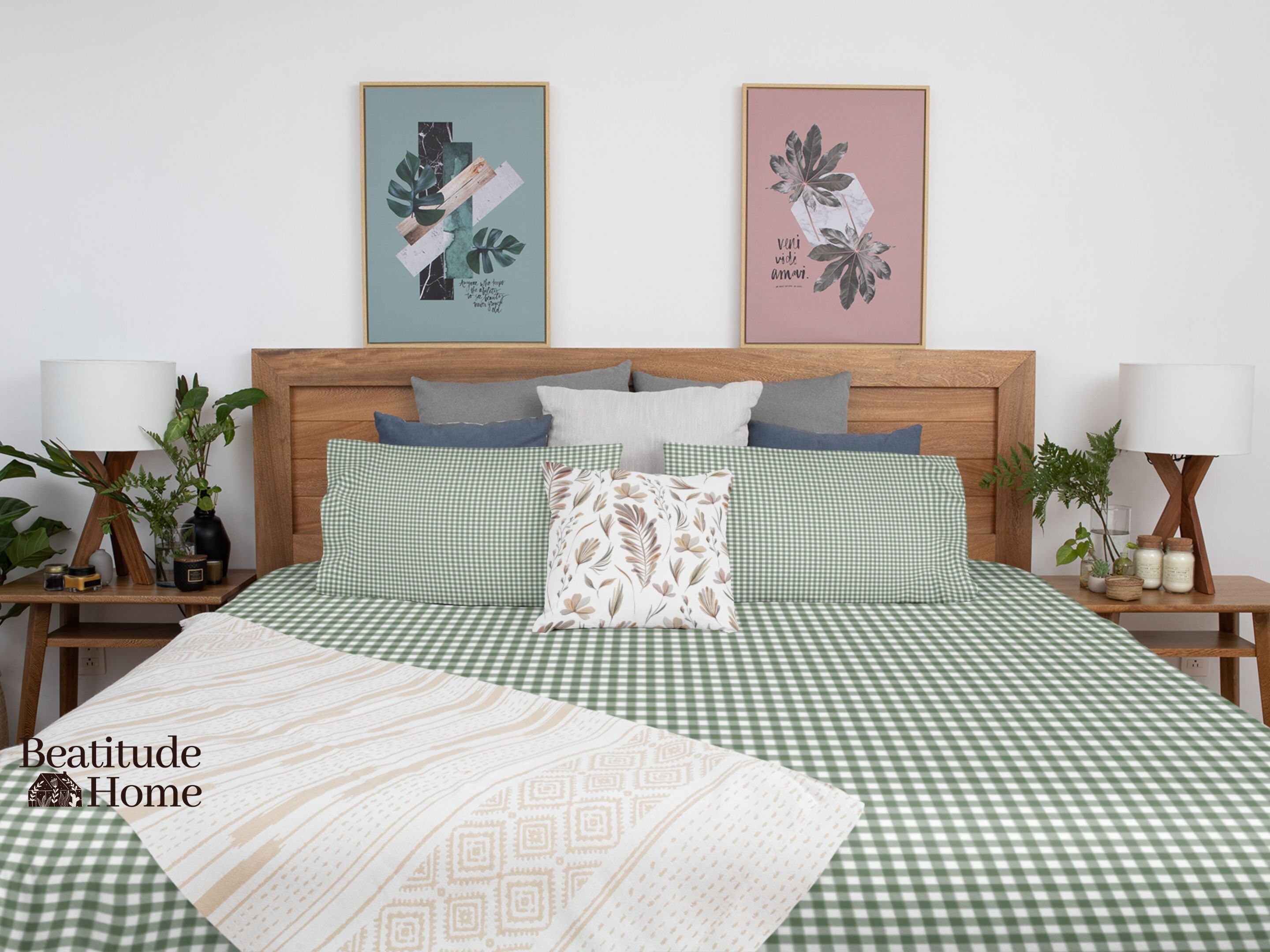 Sage Green Plaid Duvet Cover Fall Décor Bedding Set Plaid Etsy
