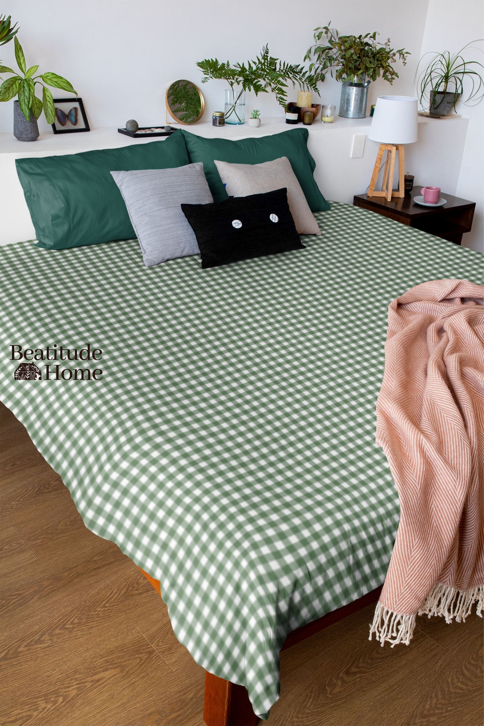 Sage Green Plaid Duvet Cover Fall Décor Bedding Set Plaid Etsy