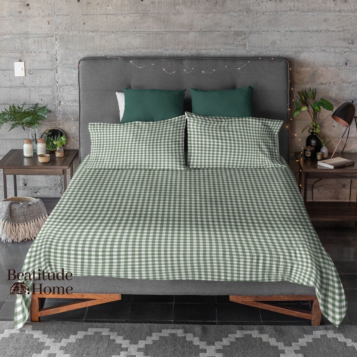 Sage Green Plaid Duvet Cover Fall Décor Bedding Set Plaid Etsy