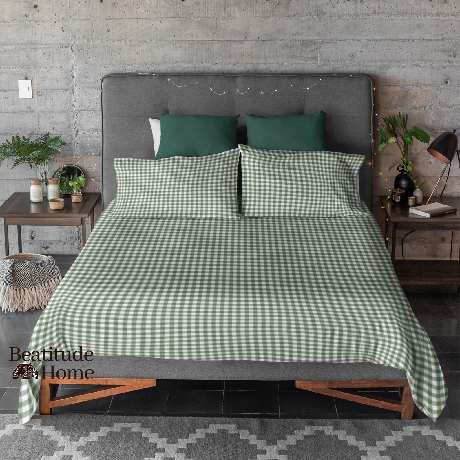 Sage Green Plaid Duvet Cover Fall Décor Bedding Set Plaid Etsy