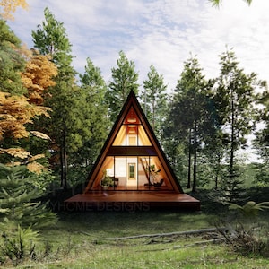 Modern Yosemite A Frame 22' x 36' Spacious Cabin / Tiny House / A-Frame House Design Concept Plans
