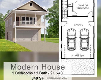 Narrow Cypress I Two level (21x40') Custom House Plans and Blueprints