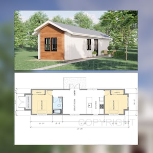 Schmales Kiefernholz I Zweistöckiges ADU (55x14 ') Custom House Plans and Blueprints