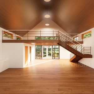 Moderne vakantiehut Loft 30' x 30' open hut / ontwerp blauwdruk huisconcept prijsplannen
