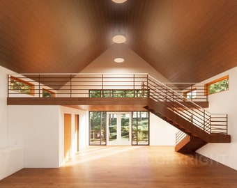 Moderne Ferien Cabin Loft 30 &#39;x 30&#39; Offene Kabine / Design Blueprint Hauskonzept Preispläne