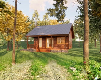 Deluxe 18' x 28' Cabin / Guest / Tiny House Plans, Affordable Architectural Budget Blueprints