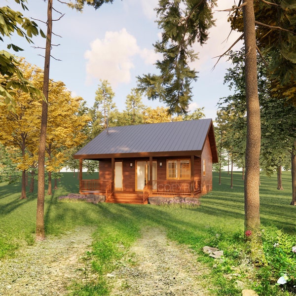 Deluxe 18' x 28' Cabin / Guest / Tiny House Plans, Affordable Architectural Budget Blueprints