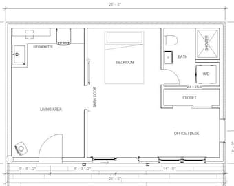 Deluxe 18 &#39;x 28&#39; Hütte / Gast / Tiny House Pläne, erschwingliche Architekturbudgets Blueprints