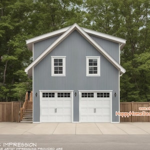 Two Car ADU Garage Loft 22&#39;x22&#39; Architectural Plans - Blueprint Digital PDF