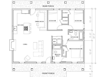 Cottage 3 bed 2 bath (40'x30') Custom House Plans and Blueprints