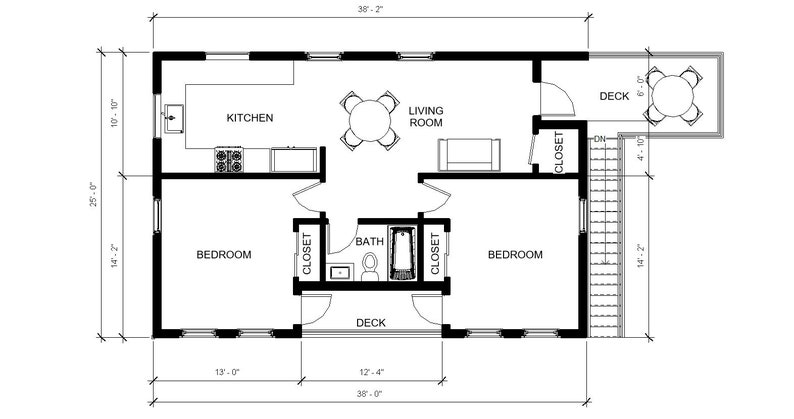 Twin Oak I Two level 2 bed ADU 25x38' Custom House  image 1