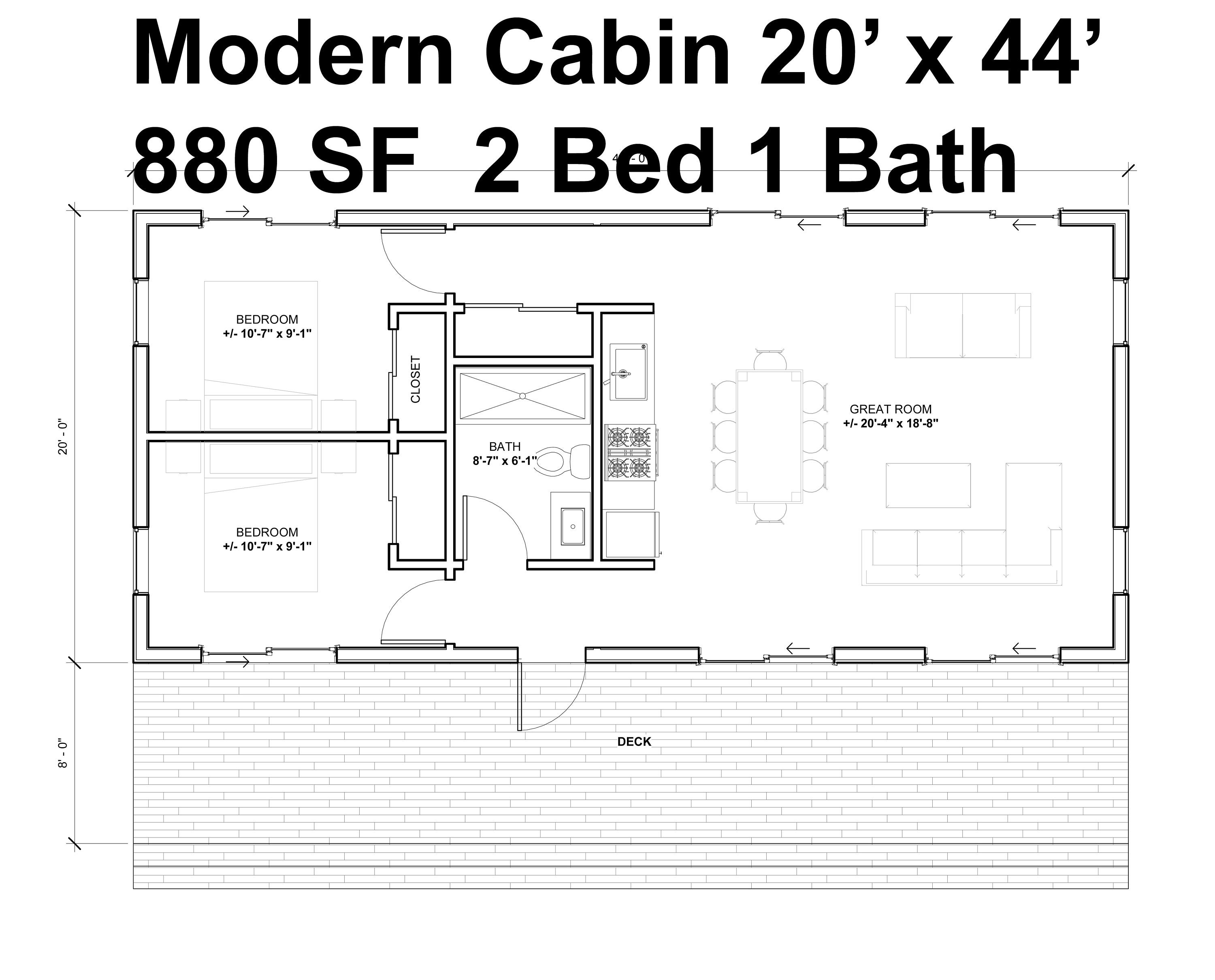 Pine Lake Cabin 20 X 44 880 SF Modern Tiny House Architectural Plans Blueprint House Design Pine Lake Cabin 20 X 44 880 SF Modern Tiny House Architectural Plans Blueprint House Design